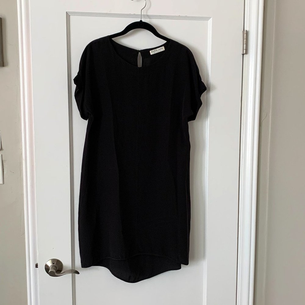 Everlane Black Silk Short Sleeve Dress